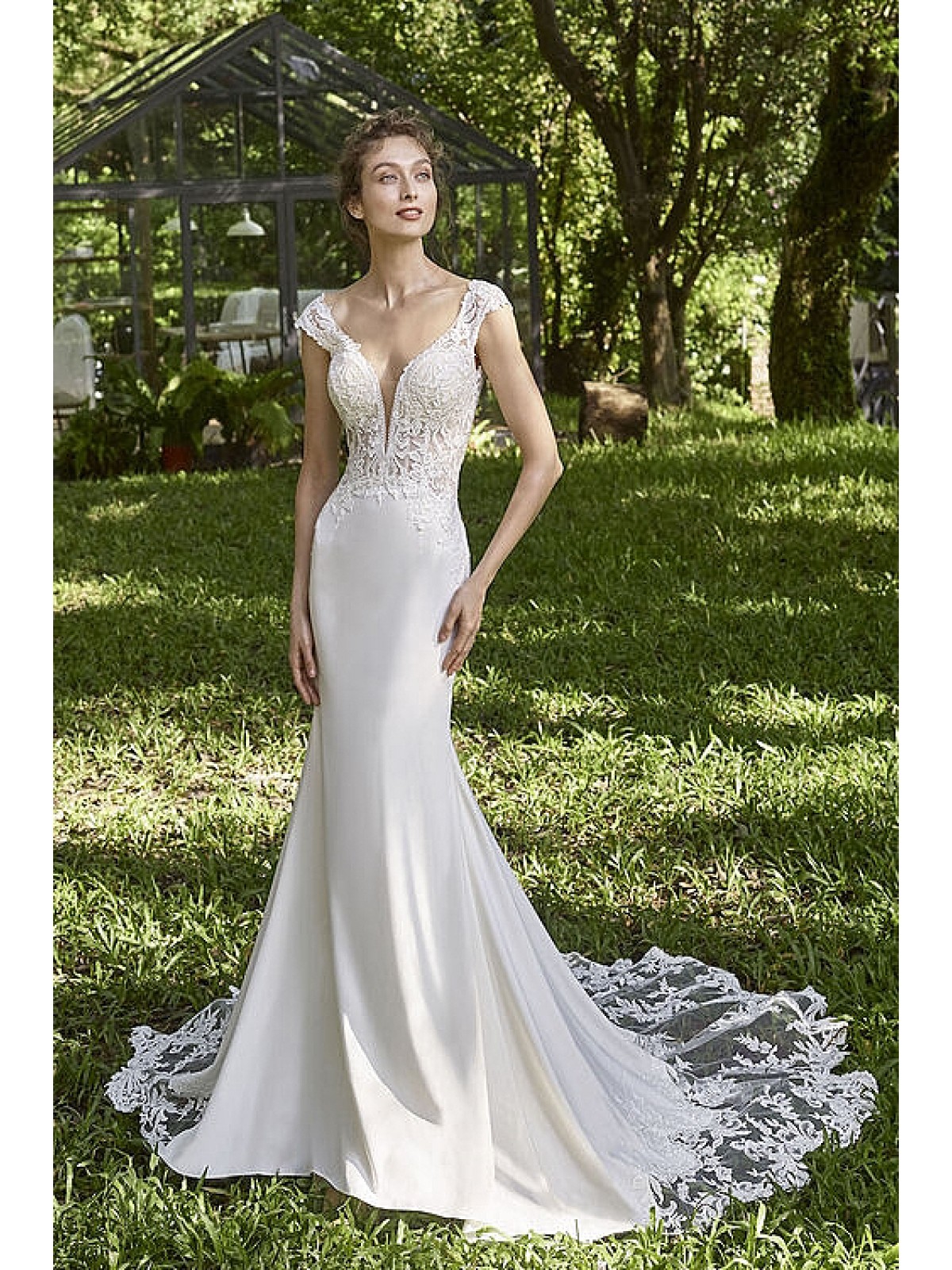 Fitted & Flare Cap Sleeves Wedding Dress - CB-1777OJ