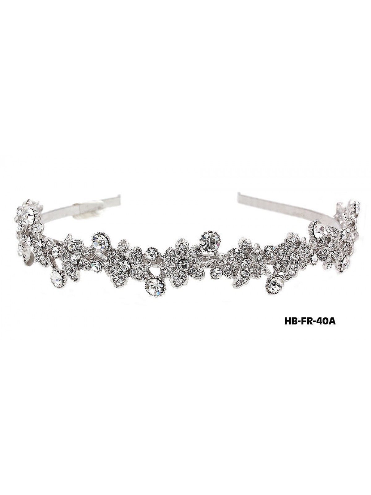 Head Band – Bridal Headpiece w/ Austrian Crystal Stones Flower - HB-FR-40A
