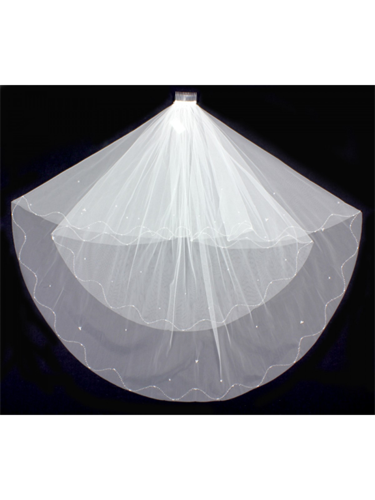 Veil - Multi Layer - Clear beaded embellishment - 40" - VL-V50135IV