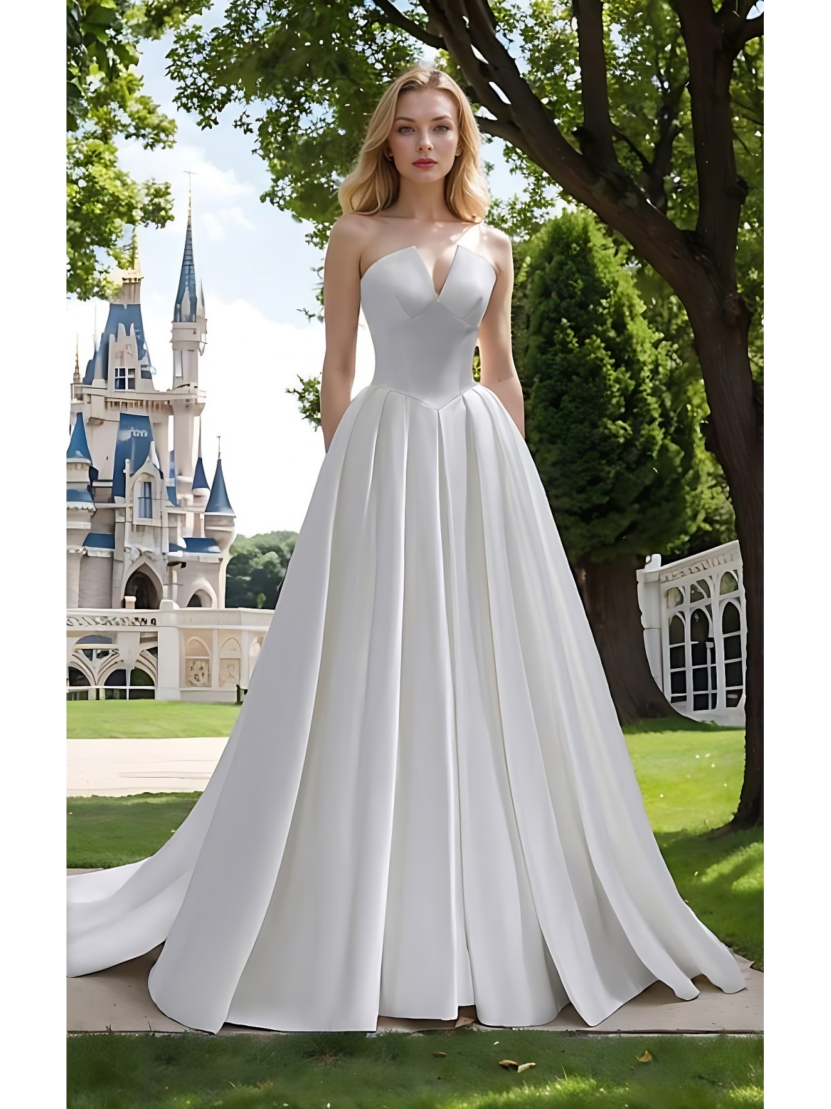 Wedding Dress - Timeless Princess Crepe Ball Gown with Sculpted Bodice & Box Pleated Skirt – BLC-B1004