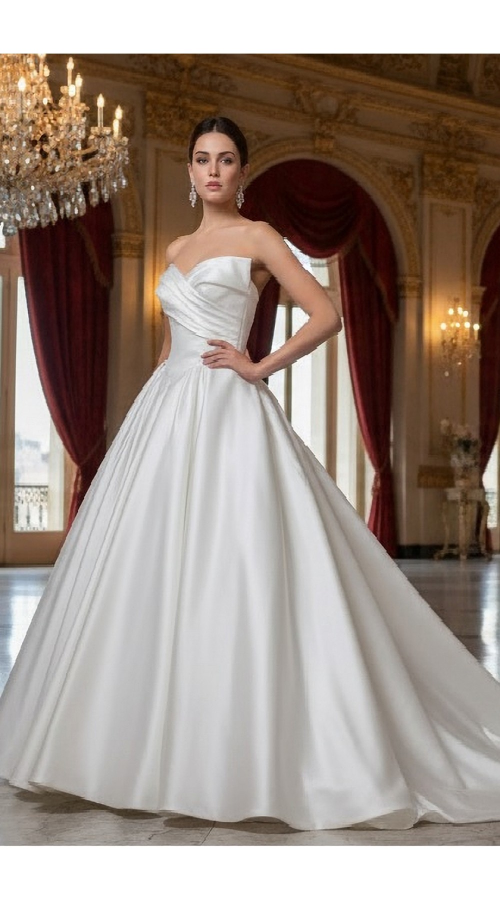 Timeless Strapless Satin Ball Gown with Ruched Bodice - BLL-B14829