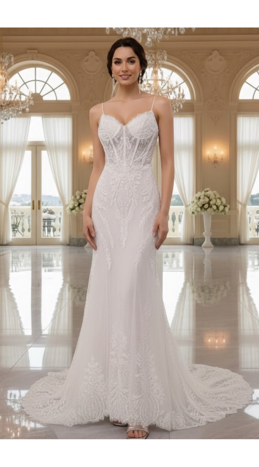 Lace and Tulle Mermaid with Illusion Corset Bodice - BLL-M24726