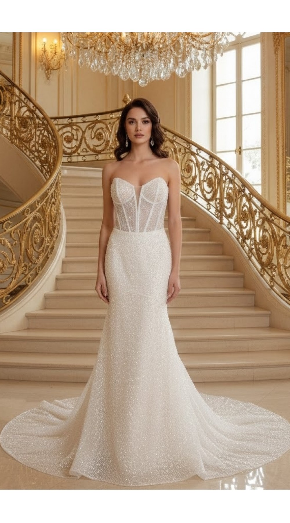 Strapless Sweetheart Dazzling Beaded and Sequined Fitted N Flare Wedding Gown - MO-F1008