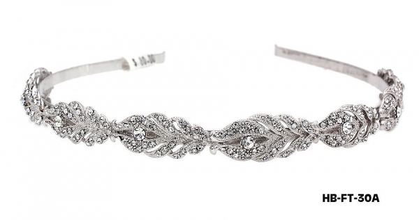 Head Band &ndash; Bridal Headpiece w/ Austrian Crystal Stones - HB-FT-30A