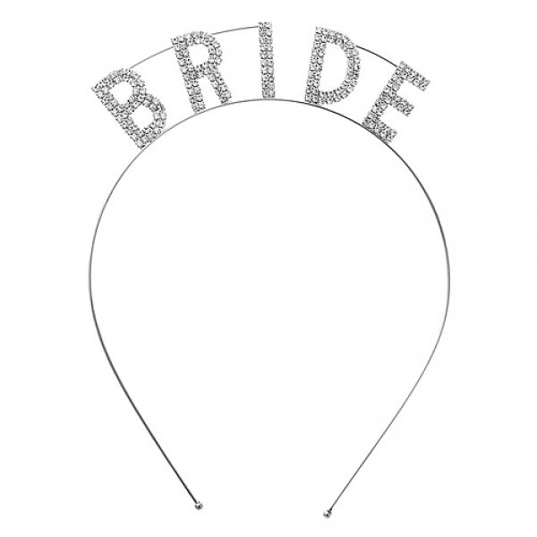 Headband: "Bride" Tiara Rhinestones Headband - HB-71525CR-S