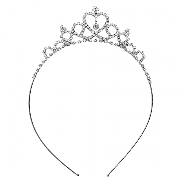 Headband: Center Heart Rhinestones Headband - HB-71618CR-S