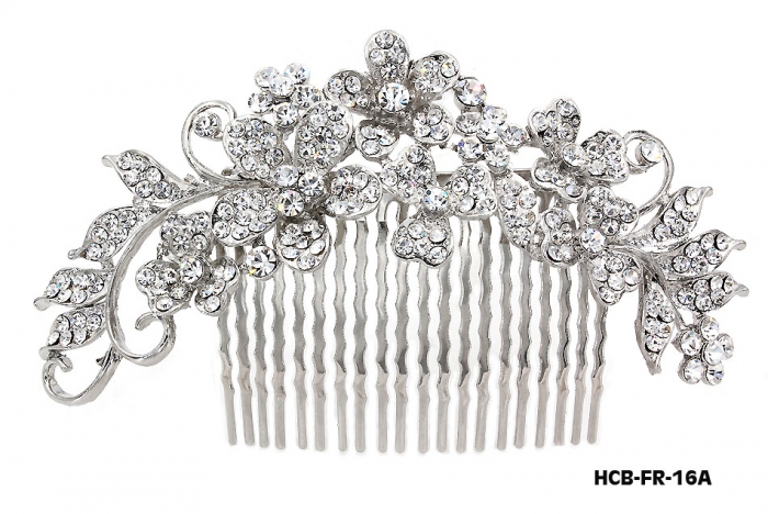 Wedding Hair Comb &ndash; Bridal Hair Combs & Clips w/ Austrian Crystal StonesFlowers - HCB-FR-16A