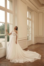 Luxury Wedding Dress - Embroidery and Detachable Cape Sleeves - Ilma - LIDA-01339.00.17