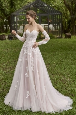 A-line Sweetheart Detachable Long Sleeves Wedding Dress - CB-1849OL