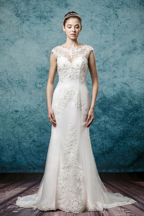 Sheath High Neck Sleeveless Wedding Dress - CB-3234OM