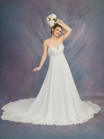 Beaded 3-D Flower A-line Semi-V cut Wedding Dress - OU-A1002