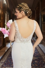 Fitted & Flare Plunge V Neck Tank Top Wedding Dress - CB-F3001