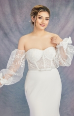 Fitted & Flare Sweetheart Sequined Over-lace Corset Wedding Dress - CB-F1001