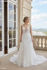 Fitted and Flare Plunge V-neck  Wedding Dress - OU-F1002