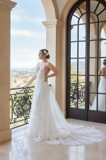 Fitted and Flare Plunge V-neck  Wedding Dress - OU-F1002