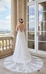 Fitted and Flare Plunge V-neck  Wedding Dress - OU-F1002