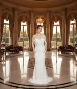 Fitted and Flare Sweet-heart with Over-Skirt Wedding Dress - OU-F1003OS