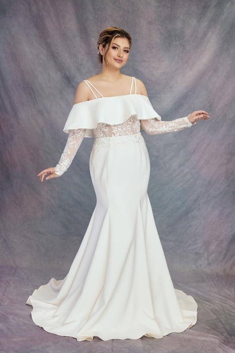 Mermaid Double Spaghetti Straps Boat Neckline Wedding Dress - CB-M1001