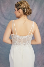 Mermaid Double Spaghetti Straps Boat Neckline Wedding Dress - Plus Size - CB-M1001P