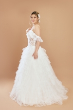 Off-shoulder A-line Semi-V Cut Wedding Dress - LV-A2002