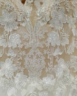 A-line Sequined Floral Lace Appliqued Tulle Ruffle Tiered Skirt With Off-shoulder Straps Wedding Dress - LV-A2002