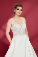 Sparkling Beads and Sequined A-line V cut Wedding Dress - Plus Size - OU-A3002P