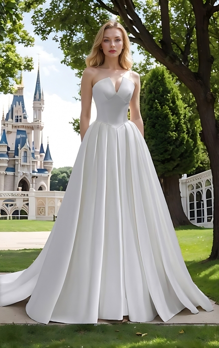 Wedding Dress - Timeless Princess Crepe Ball Gown with Sculpted Bodice & Box Pleated Skirt – BLC-B1004