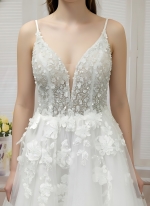 50% off Sample sale: A-Line Beaded and Sequined Lace Tulle Wedding Dress - OU-A2005