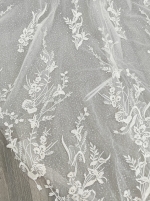 Fitted and Flair - Tulle Lace with Sheer Leg-of-Mutton Long-Sleeve Wedding Dress - LV-M6002-1A