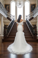 Wedding Dress - Beaded and Sequined Tulle Mermaid with Feather Skirt-  LV-M5002F