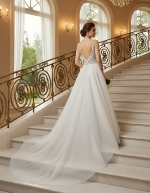 A-Line Chic Glitter Tulle  V-Neck Spaghetti Straps Wedding Dress - LV-A2003