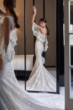 Fitted & Flare Sweet Heart with Off-shoulder Draped Sleeves Wedding Dress - CB-3190PLD