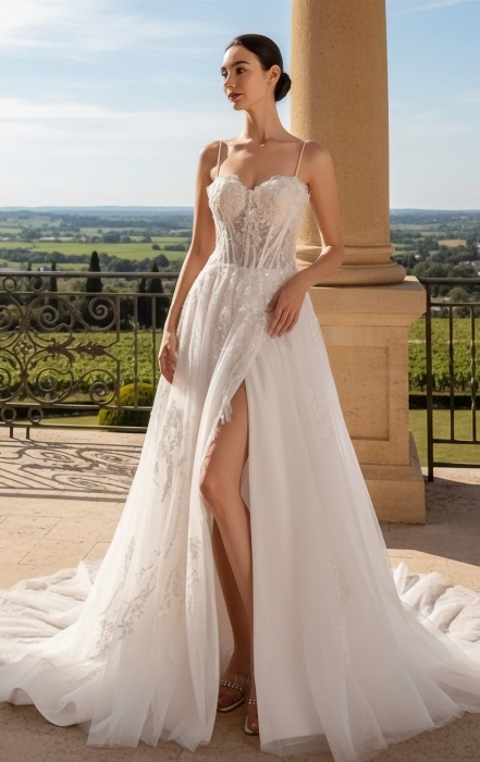 A-Line Sweetheart Wedding Dress with Spaghetti Straps - BLM-A2009