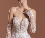 A-line V-shape Wedding Dress Sleeveless / Detachable Long Sleeves - BLM-A1006