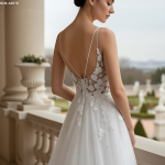 A-Line V-shape Wedding Dress with Spaghetti Straps - BLM-A2010