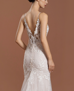 Mermaid V-shape Wedding Dress with Spaghetti Straps - BLM-M2003