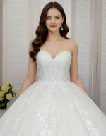 Ball Gown -Heavy Beaded and Sequined Floral Lace Appliqued Tulle Wedding Dress - MO-B1001