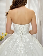 Ball Gown -Heavy Beaded and Sequined Floral Lace Appliqued Tulle Wedding Dress - MO-B1001