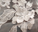 Ball Gown 3-D Floral lace Appliqued Tulle with Pleated Waist Band Wedding Dress - MO-B3001