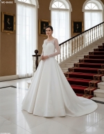 Ball Gown Beaded Linear and Floral Lace Appliqued Tulle and Satin Wedding Dress - MO-B6002