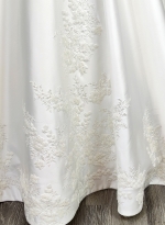 Ball Gown Beaded Linear and Floral Lace Appliqued Tulle and Satin Wedding Dress - MO-B6002
