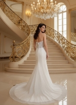 Strapless Sweetheart Dazzling Beaded and Sequined Fitted N Flare Wedding Gown - MO-F1008