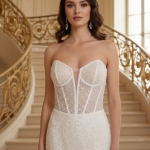 Strapless Sweetheart Dazzling Beaded and Sequined Fitted N Flare Wedding Gown - MO-F1008