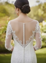 Mermaid/Trumpet Silhouette Elegant Lace Illusion with High-Low Hem - LV-M6008