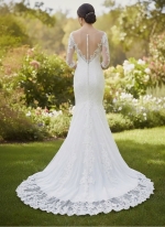 Mermaid/Trumpet Silhouette Elegant Lace Illusion with High-Low Hem - LV-M6008