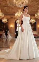  Wedding Dress - Elegant Square Neck Satin A-Line Gown - BLL-A32358