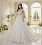  Wedding Dress - Heavy Lace Appliques Tulle Ball Gown - BLL-B34558