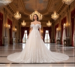 Wedding Dress - Off-Shoulder Lace & Tulle Ballgown Wedding Dress -  BLL-B54663