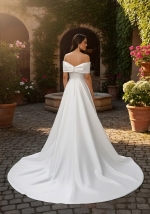 Modern Off-the-Shoulder Satin A-Line Gown with Slit - BLL-A54638