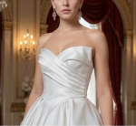 Timeless Strapless Satin Ball Gown with Ruched Bodice - BLL-B14829